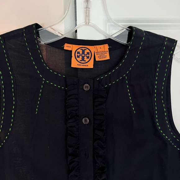 Tory Burch navy sleeveless pullover blouse. Size 4 - Picture 3 of 3